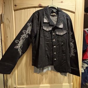 Black rhinestone Isaac Design’s jacket, size 1XL